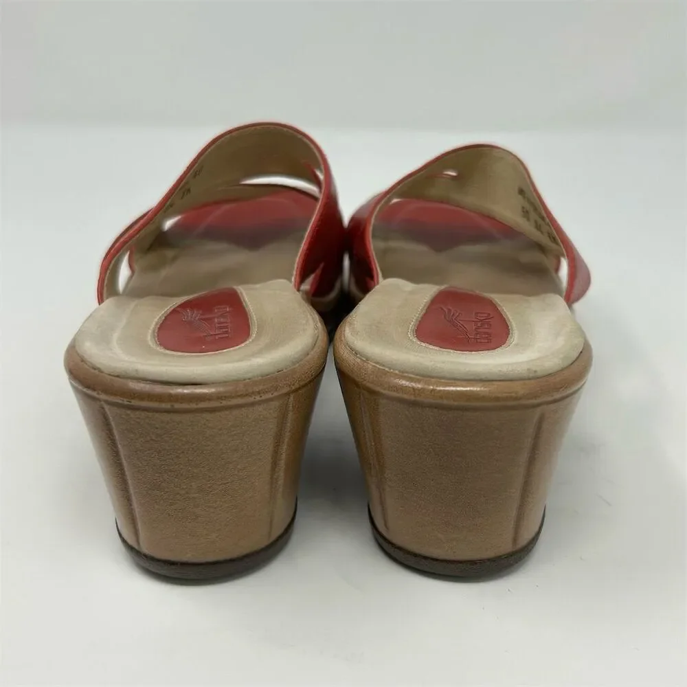 Dansko Red Strappy Leather Wedge Sandals Size 40 (US 9.5-10) Open Toe Casual - Picture 7 of 11